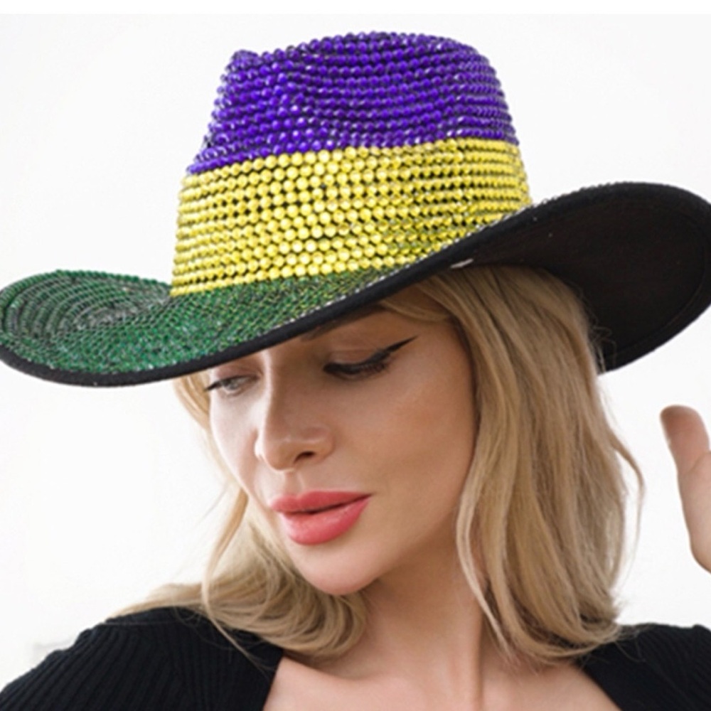 Multicolor Sequin Women's Mardi Gras Cowboy Hat